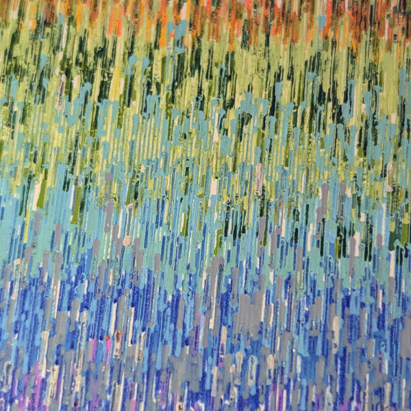 The image is a vibrant abstract painting with a variety of colors and brushstrokes, creating a dynamic and energetic visual experience.